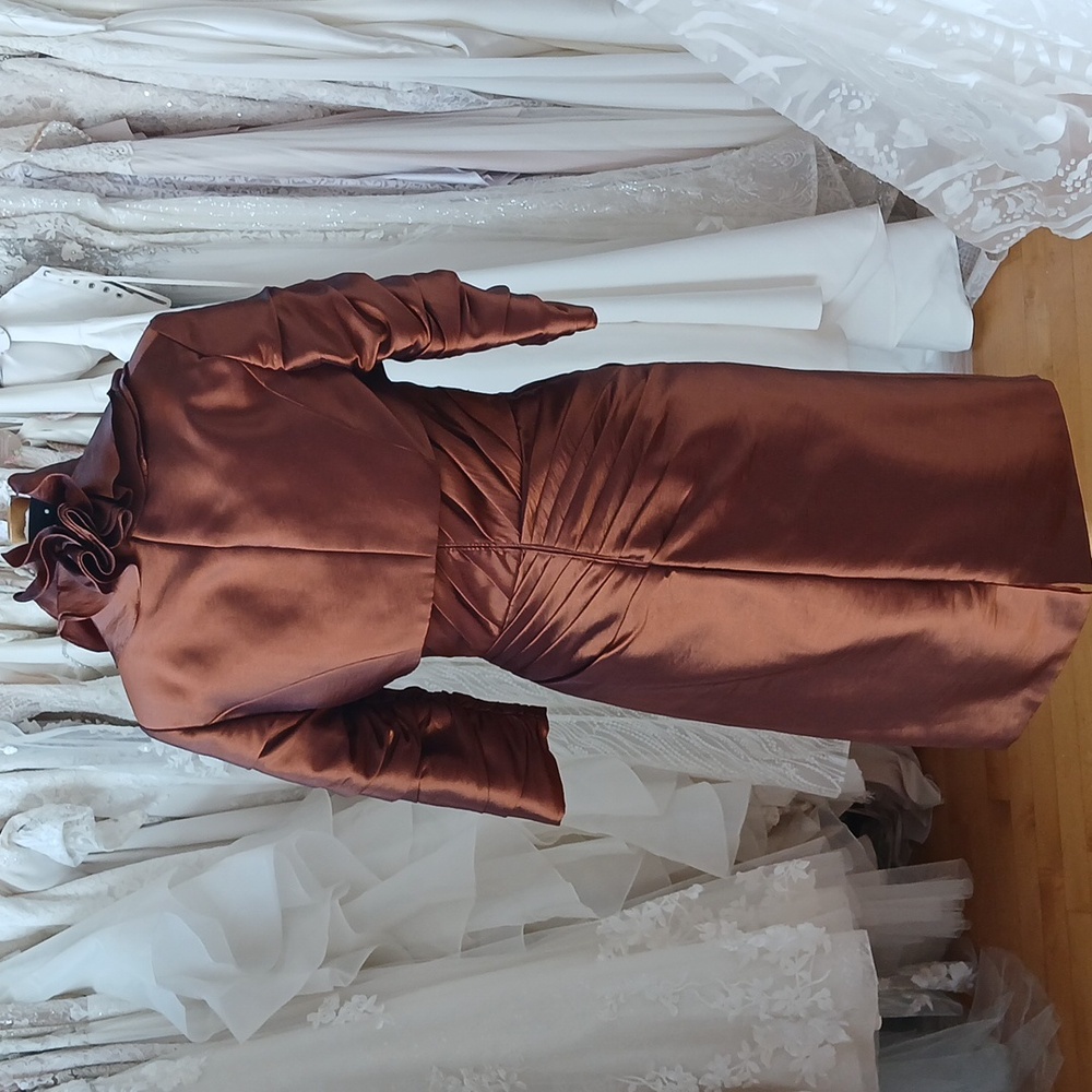 Tea Length Dress With Ruffle Jacket - Picture 5 of 6